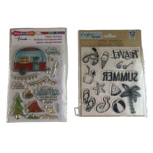 Stampendous & Crafters Square Clear Stamps Set Camping & Summer Travel Themes